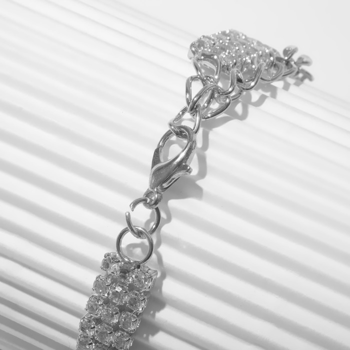 Браслет со стразами &laquo;Брайт&raquo; овал, цвет белый в серебре