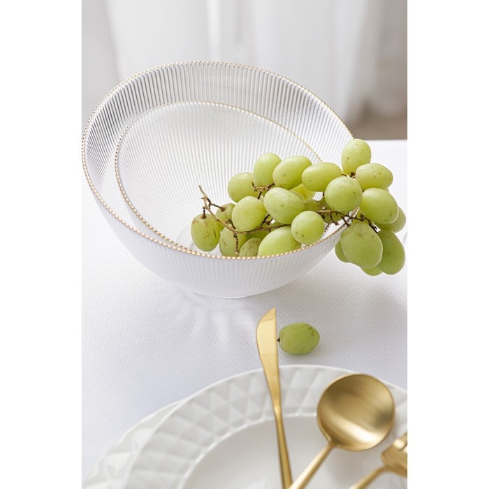 Салатник стеклянный &laquo;Орион&raquo;, 800 мл, d=17,5 см, цвет перламутровый