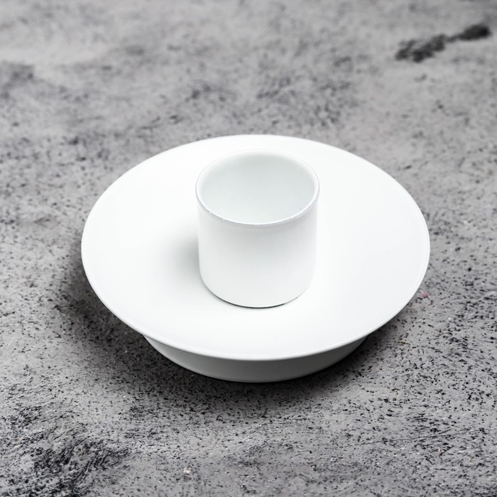 Подсвечник "Лотос 2Н" металл на 1 свечу, 7,5х2,5 см, белый