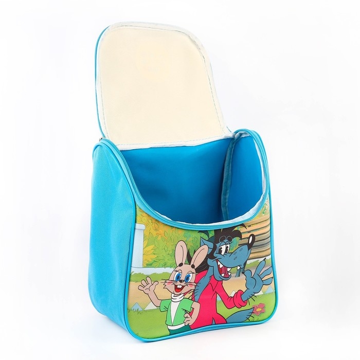 Рюкзак детский на молнии сверху, Текстиль, 20 см х 11 см х 26 см " Ну, погоди!", Союзмультфильм