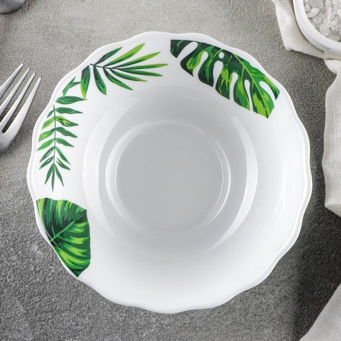 Салатник Доляна &laquo;Лист папоротника&raquo;, 430 мл, d=15,5 см, стеклокерамика