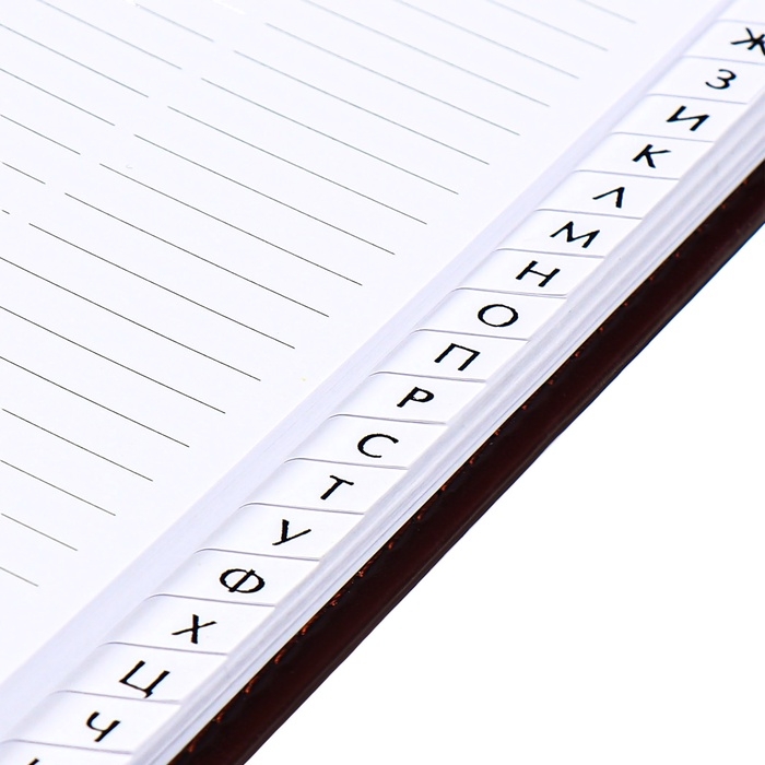 Телефонная книга А5, 64 листа deVENTE. Bravo, твердая обложка из искусственной кожи с поролоном, кремовый блок 70 г/м2, коричневый