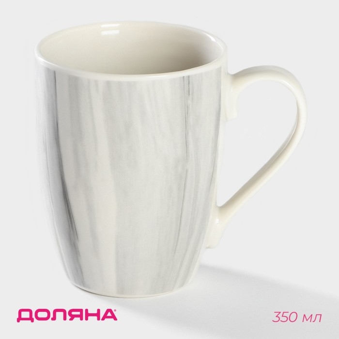 Кружка фарфоровая Доляна &laquo;Эбру&raquo;, 350 мл, цвет серый, розовый