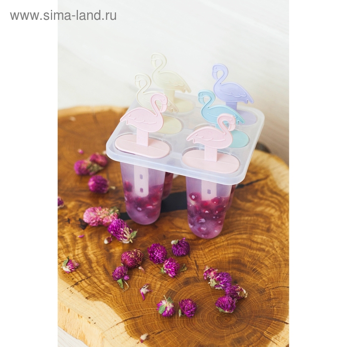 Форма для мороженого &laquo;Фламинго&raquo;, 12,5&times;11,5&times;14,5 см, 6 ячеек, цвет прозрачный