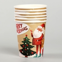 Стакан бумажный &laquo;Дед Мороз у ёлочки&raquo;, набор 6 шт.