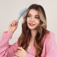 Расчёска массажная, для сушки волос, 7,5 &times; 23,5 см, цвет голубой