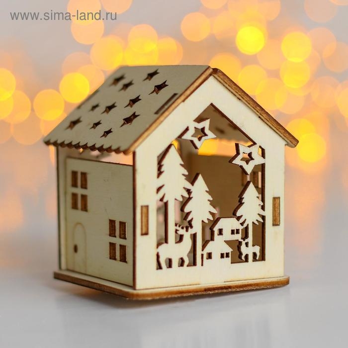 Новогодний декор &laquo;Домик&raquo;, с подсветкой 7 &times; 6 &times; 5 см, МИКС