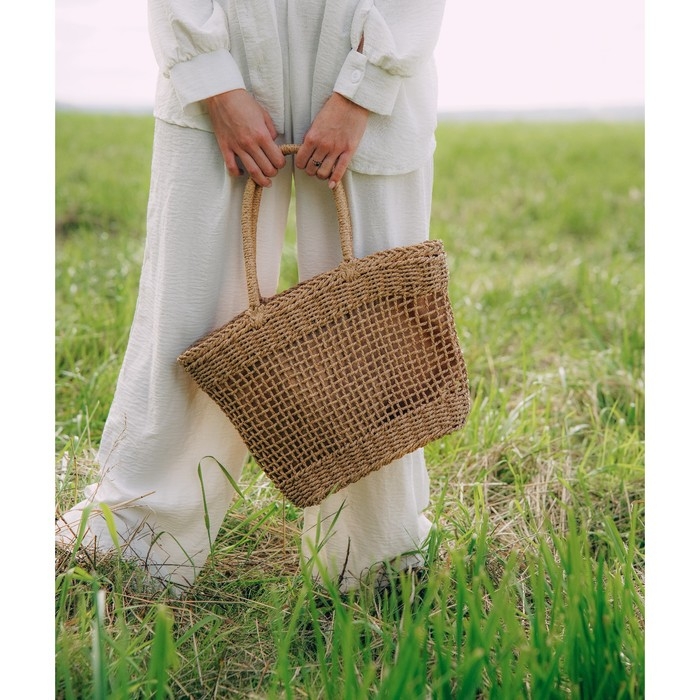 Сумка женская SL Home, ручное плетение, хлопок, длина ручек 18,5 см, 40&times;27 см