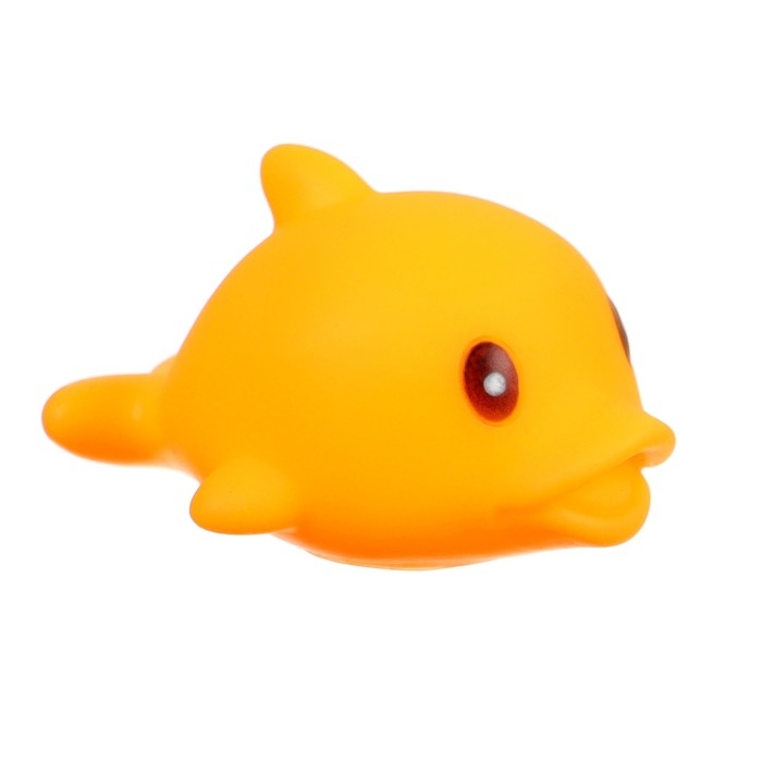 Набор резиновых игрушек для ванны &laquo;Поймай дельфина&raquo;, 8 см, с пищалкой, 6 шт, сачок, Крошка Я