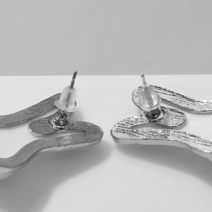 Серьги с жемчугом &laquo;Заяц&raquo; ушастый, цвет белый в серебре