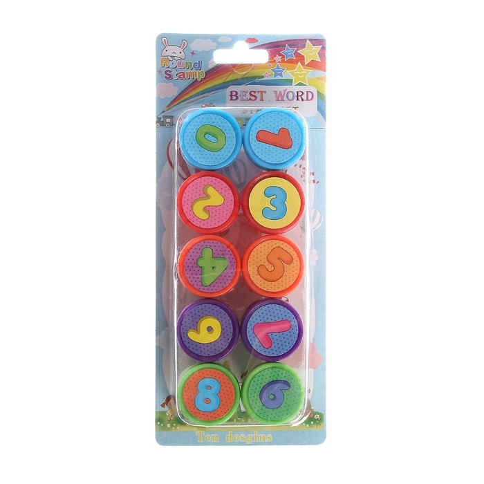 Печать цветная «Цифры», набор 10 шт., МИКС Печать цветная «Цифры», набор 10 шт., МИКС