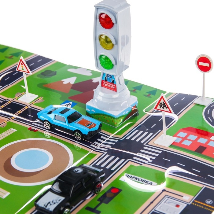 Светофор с игровым полем &laquo;Изучаем ПДД&raquo;, световые эффекты, русский чип, Синий трактор