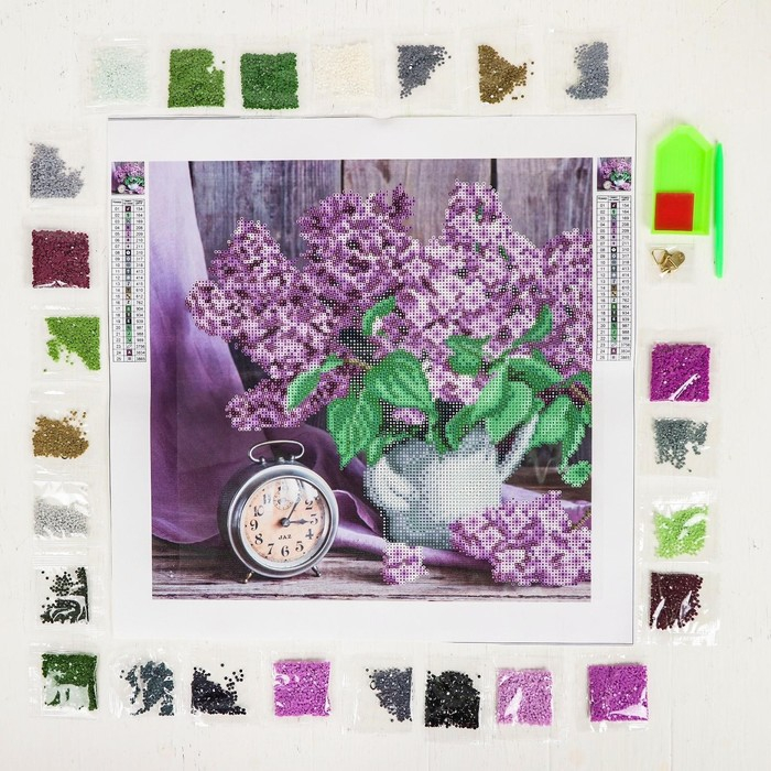 Алмазная мозаика с частичным заполнением на холсте &laquo;Сирень&raquo;, 37 х 37 см