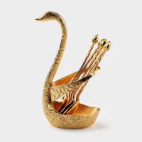 Набор ложек на подставке Magistro &laquo;Золотой лебедь&raquo;, 7,5&times;5&times;14 см, цвет золотой