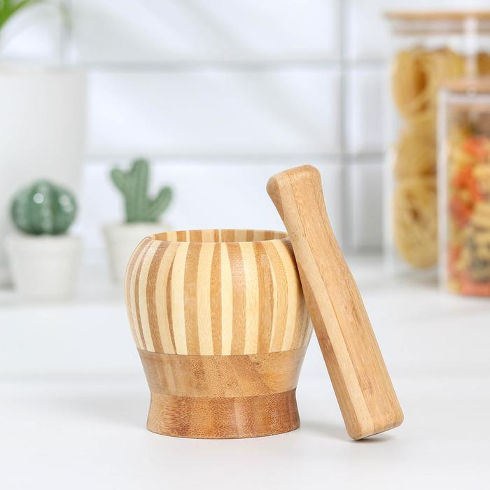 Ступка с пестиком Доляна &laquo;Полоски&raquo;, 11&times;10&times;10 см