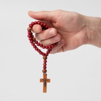 Чётки деревянные &laquo;Православные&raquo; 50 бусин через шарик, цвет бордово-коричневый