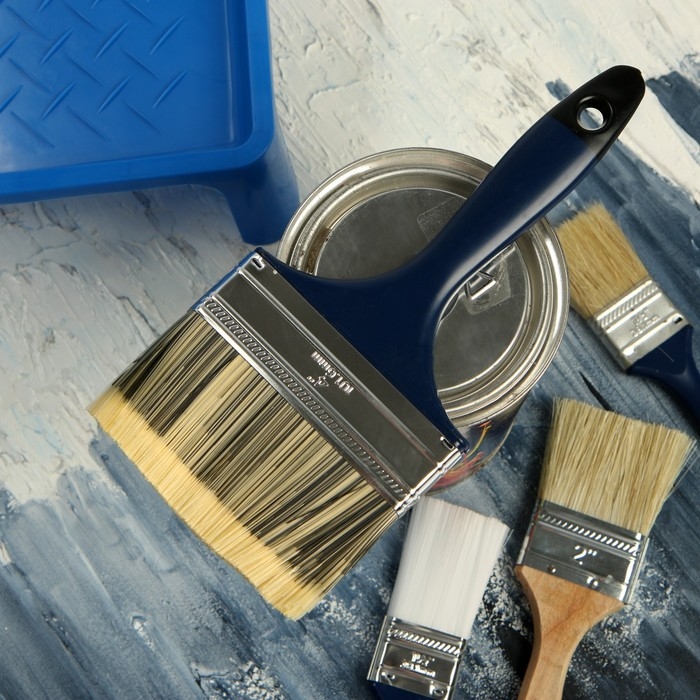 Кисть плоская ТУНДРА, искусственная щетина, пластиковая рукоятка, 4", 100 мм