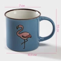 Кружка керамическая Доляна &laquo;Фламинго&raquo;, 180 мл, цвет синий