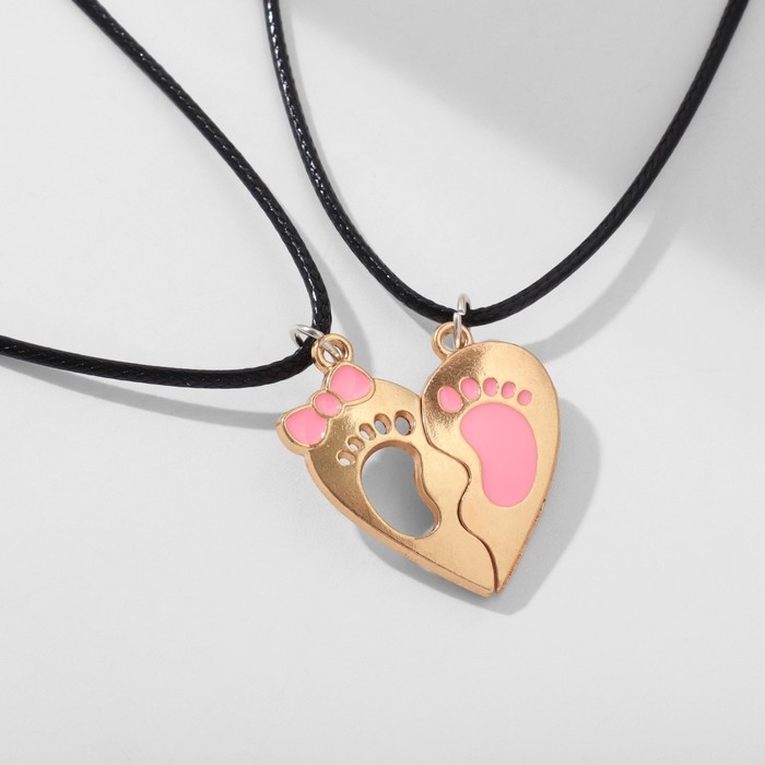 Кулоны &laquo;Неразлучники&raquo; на магните, ступня, цвет розовый в золоте, 40 см