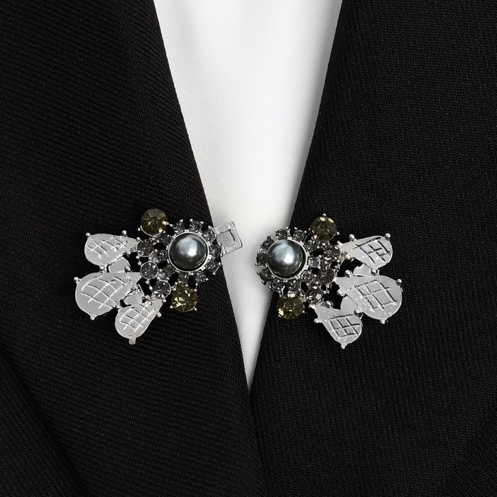 Зажим для кардигана «Барокко», цвет серый в серебре Зажим для кардигана «Барокко», цвет серый в серебре
