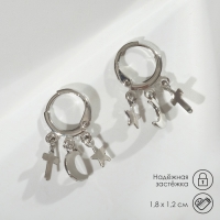 Серьги металл «Брелок» крест, цвет серебро Серьги металл «Брелок» крест, цвет серебро