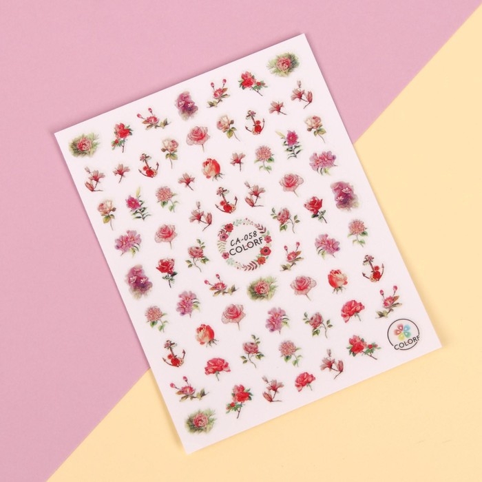 Наклейки для ногтей &laquo;Розы&raquo;, разноцветные