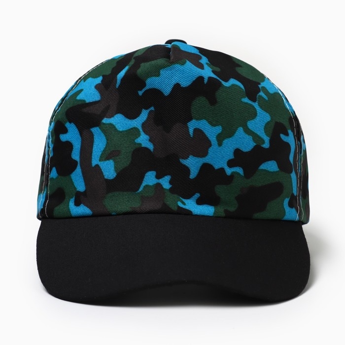Кепка детская MINAKU Кепка детская MINAKU "Камуфляж" цвет зелёный-голубой, размер 44-46