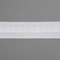 Шторная лента фиксированная сборка, матовая, 2,5 см, 80 &plusmn; 1 м, цвет белый