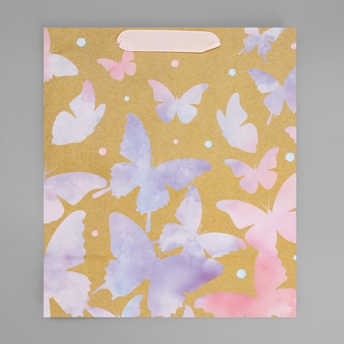 Пакет подарочный крафтовый вертикальный, упаковка, &laquo;Акварельный&raquo;, ML 23 х 27 х 11,5 см