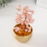 Сувенир бонсай "Денежное дерево в чаше изобилия" розовый 60 камней 7,2х7,2х15,5 см