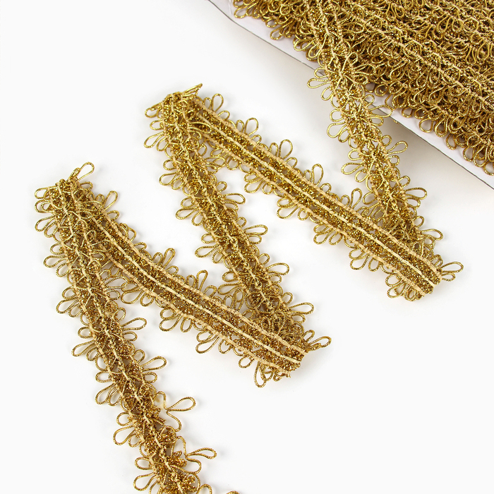 Тесьма с нашивками &laquo;Золото&raquo;, ширина 4 см, в упаковке 25 м