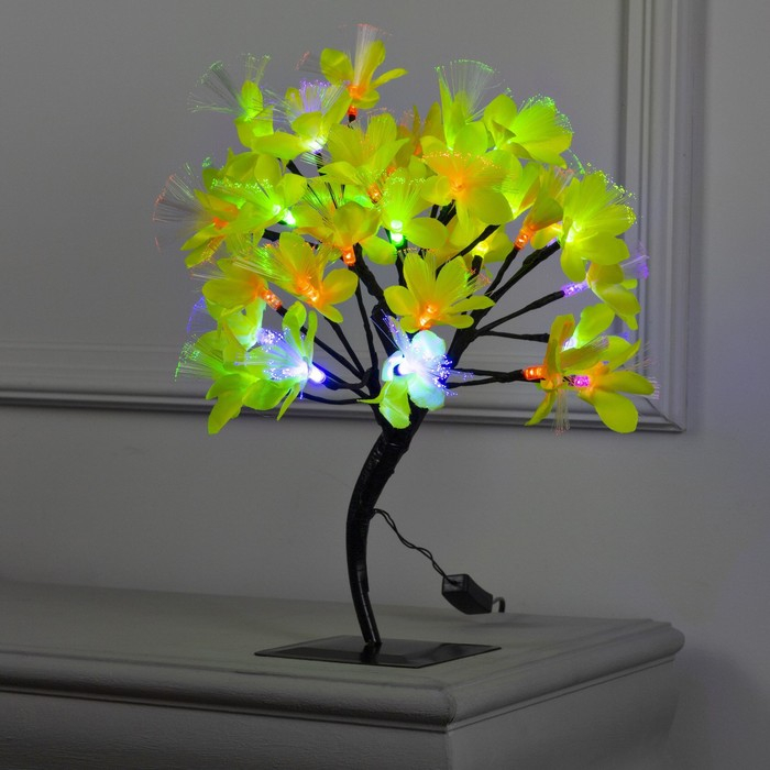 Светодиодный куст &laquo;Лилии жёлтые&raquo; 30 см, 32 LED, мигание, 220 В, свечение мульти (RG/RB)