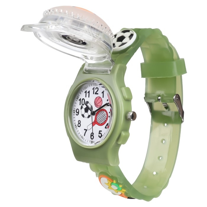 Часы наручные детские, Часы наручные детские, "Спорт", d-3,5 см, ремешок силикон l-21,5 см, с подсветкой