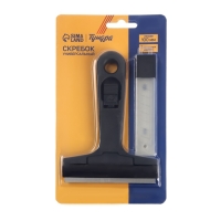 Скребок ТУНДРА, пластиковый корпус, выдвижное лезвие, 100 мм, 2 запасных лезвия Скребок ТУНДРА, пластиковый корпус, выдвижное лезвие, 100 мм, 2 запасных лезвия