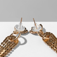 Серьги висячие со стразами &laquo;Грация&raquo; полукруг на кольцах, цвет белый в золоте,10 см