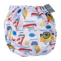 Многоразовый подгузник &laquo;Кораблики&raquo;, 3-8 кг, угольно-бамбуковая ткань, цвет белый, Крошка Я