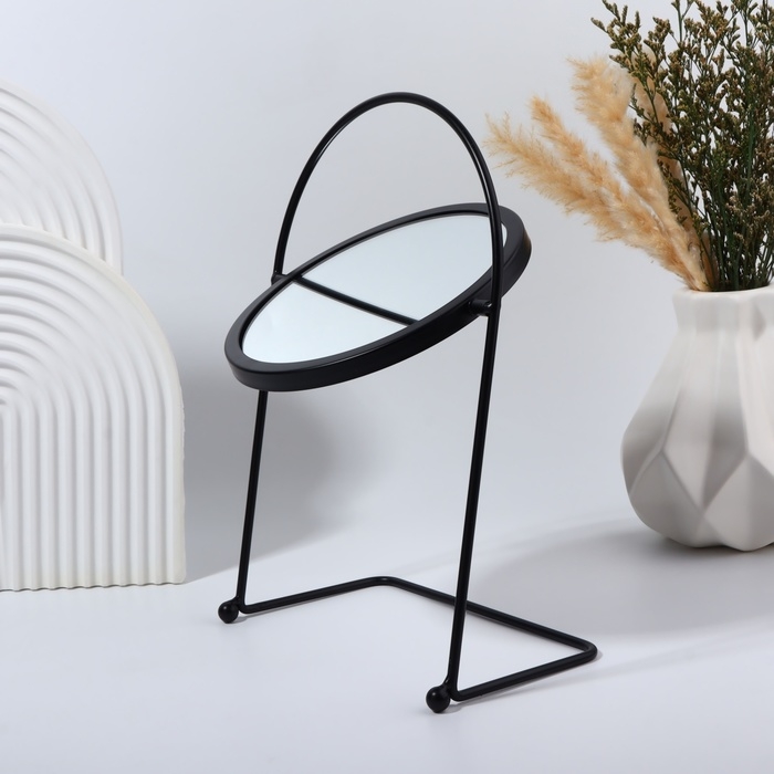 Зеркало настольное «Богема», d зеркальной поверхности 14,5 см, цвет черный Зеркало настольное «Богема», d зеркальной поверхности 14,5 см, цвет черный