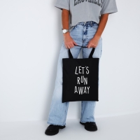 Сумка-шопер &laquo;Давай убежим далеко&raquo;, 40х35х0.5 см, без молнии, без подкладки, цвет чёрный