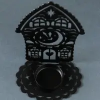 Подсвечник новогодний "Домик с часами" чёрный 6,7х10х13,5 см