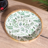 Блюдо " Оливковая ветвь" дерево манго 25х25х4,5 см