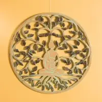 Панно " Медитация" МДФ, 40х40х1 см, цв. бежево-бирюзовый