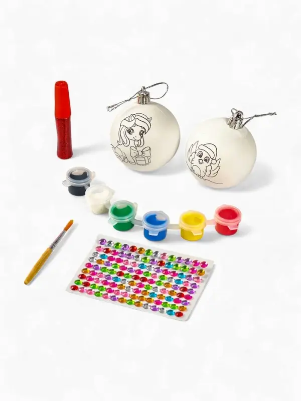 Набор для творчества &laquo;Елочные шары под раскраску &raquo;Волшебные истории&laquo; + краски, 2 шт.