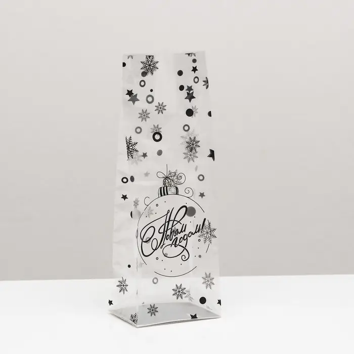 Пакет подарочный новогодний с жёстким дном 6&times;8&times;23 см