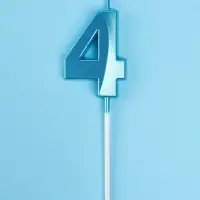 Свеча в торт на шпажке &laquo;Грань&raquo;, цифра 4, голубая, 5 см