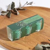 Свеча ароматическая в стакане (набор 3 шт) по 50 мл, 10 ч, 32 гр, ХВОЙНАЯ ИГОЛКА