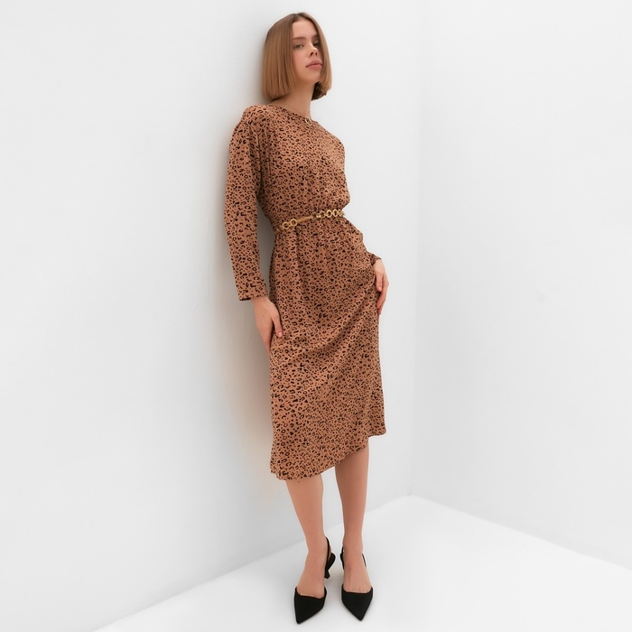 Платье женское MINAKU: Silk pleasure цвет шоколадный, р-р 46 Платье женское MINAKU: Silk pleasure цвет шоколадный, р-р 46