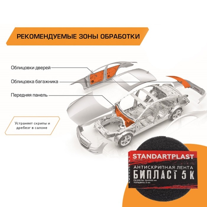 Бипласт 5 К, антискрипная лента, размер: 5х15х2000 мм