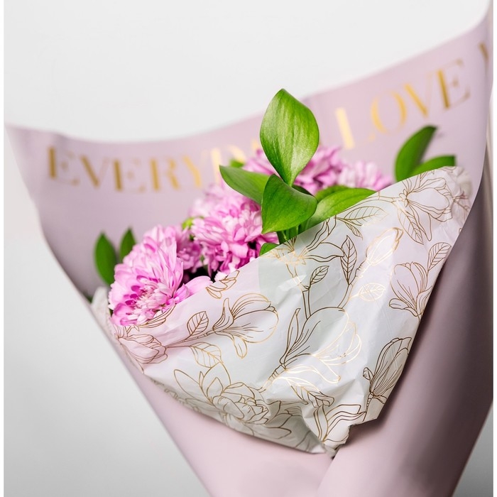 Плёнка для цветов упаковочная тишью влагостойкая &laquo;Цветы&raquo;, белая, 0.6 x 10 м