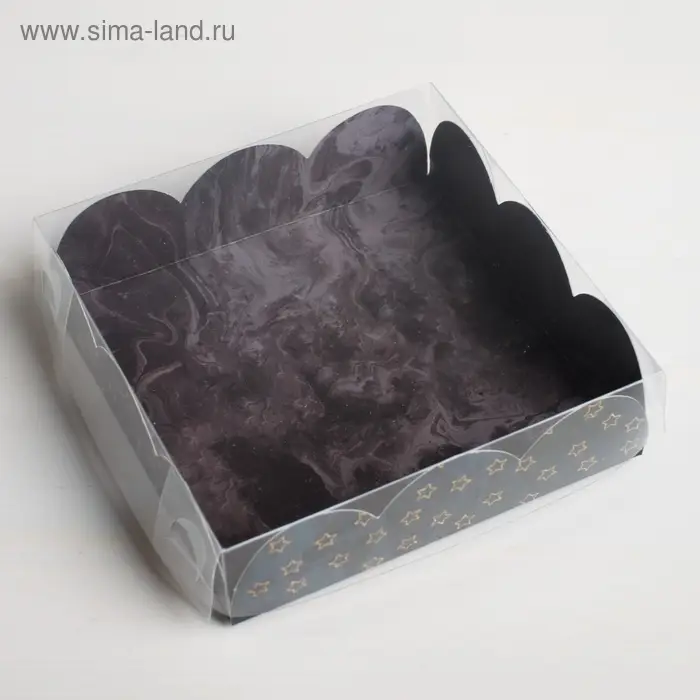 Коробка для печенья, кондитерская упаковка с пластиковой крышкой, For you, 10.5 х 10.5 х 3 см