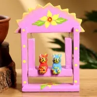 Сувенир &laquo;Зайки на качелях&raquo;, 11&times;5.4&times;14.4 см, дерево, сиреневый